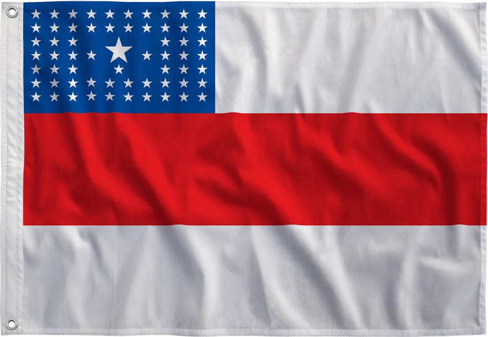 Bandeira do Amazonas estendida, com bainha e ilhós