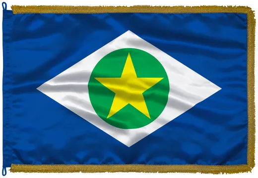 Bandeira de Mato Grosso em cetim com franja dourada