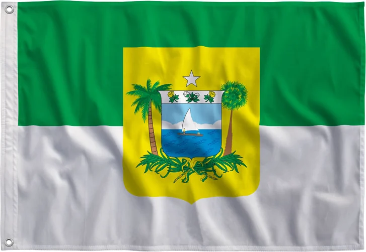 Bandeira do Rio Grande do Norte estendida, com bainha e ilhós