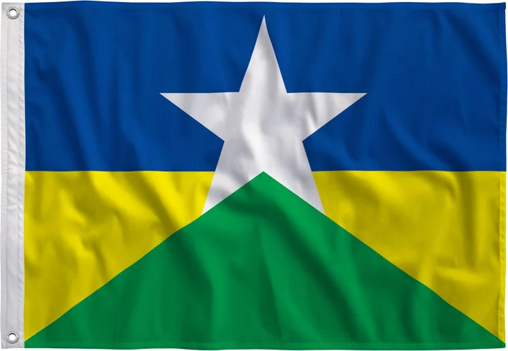 Bandeira de Rondônia estampada, vista de frente
