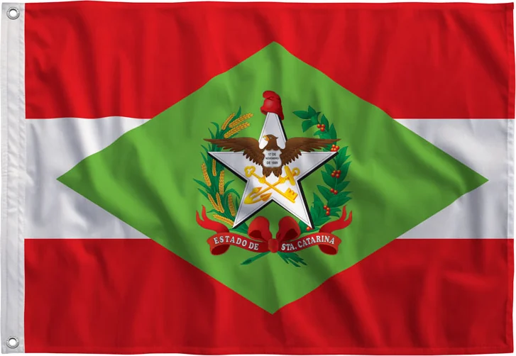 Bandeira de Santa Catarina estampada, vista de frente
